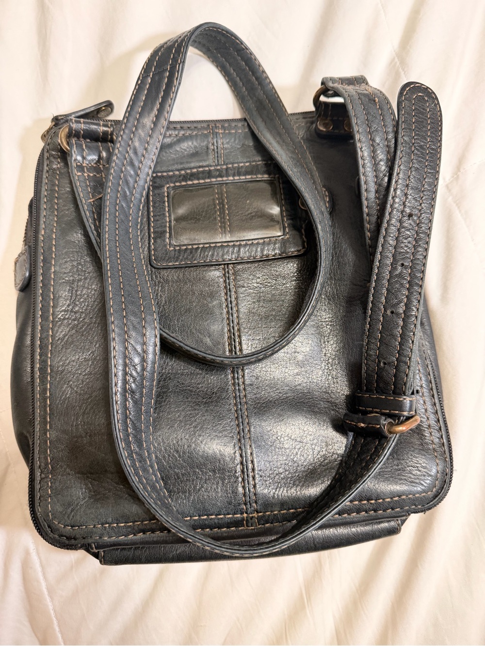 Fossil Black Leather Crossbody Organizer Bag - Picture 7 of 10